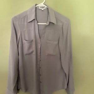 Express Portofino Shirt Blouse slim fit Gray Grey in size S